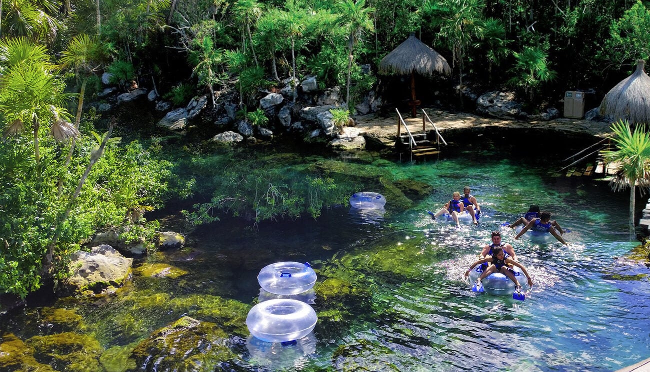 Group inner tubing at Xel-Ha