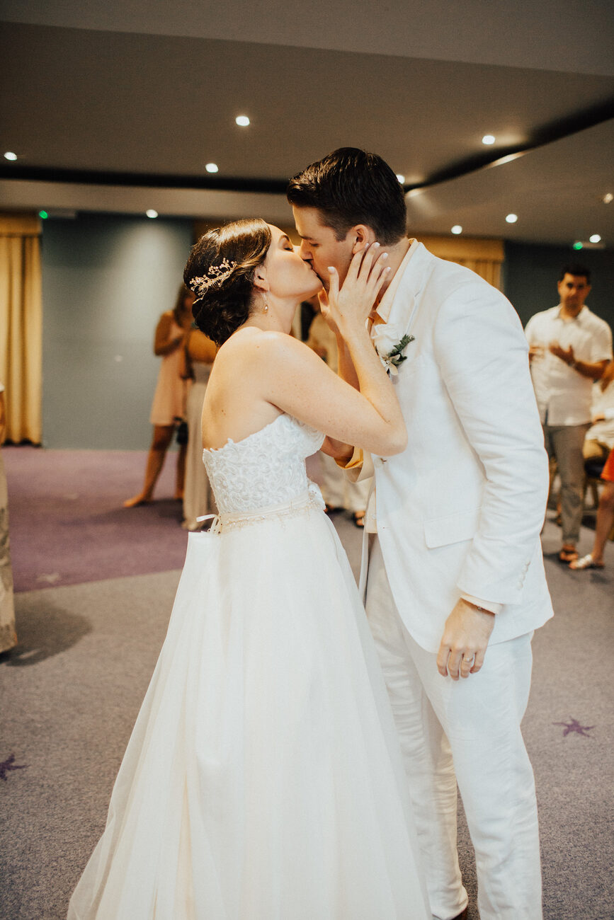 Jamaica Destination Wedding Bride Groom Kiss