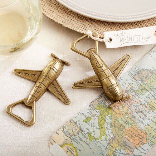 Airplane bottle openers by Beaucoup make for a useful gift guests will use long after the big day! #WeddingFavors 