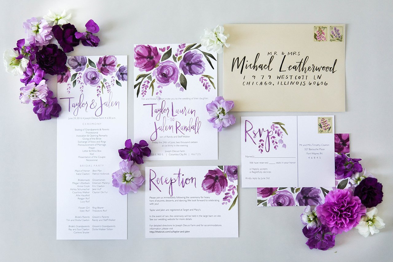 Ultra violet custom wedding stationary by Sommer Letter Co. #WeddingInspiration