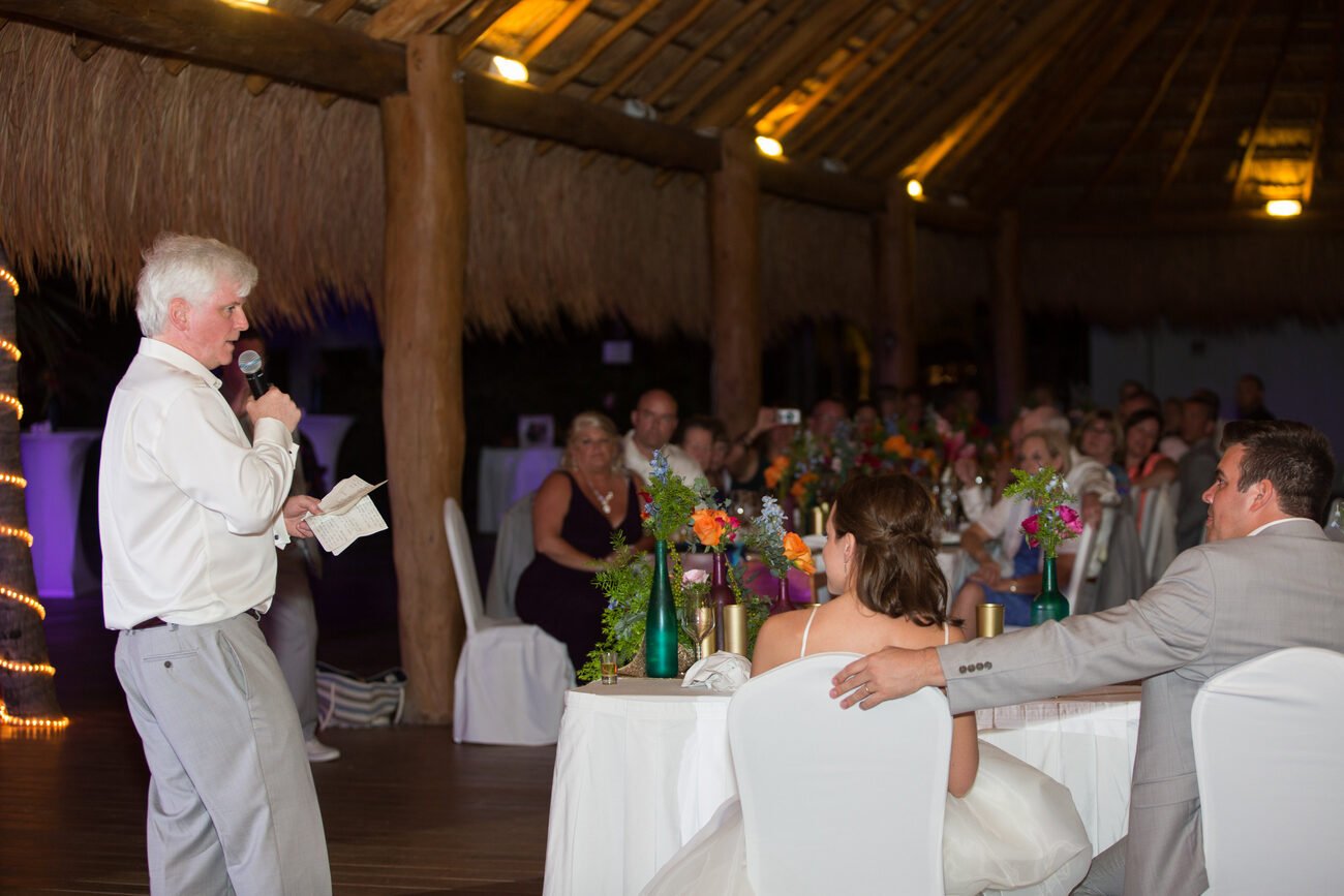 Destination wedding reception dinner at Finest Playa Mujeres in Cancun, Mexico. #WeddingsbyFunjet