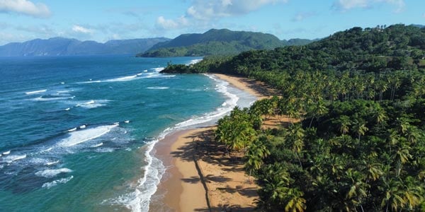 Aerial view of beach in Samana