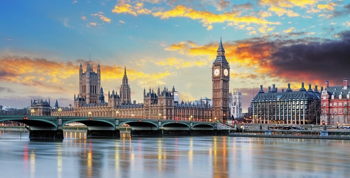 Big Ben in London during sunset