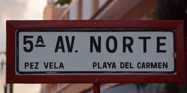 Fifth Avenue in Playa del Carmen street sign